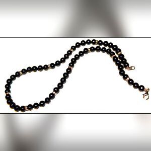 925 sterling silver flawless black freshwater pearls Necklace 17"
